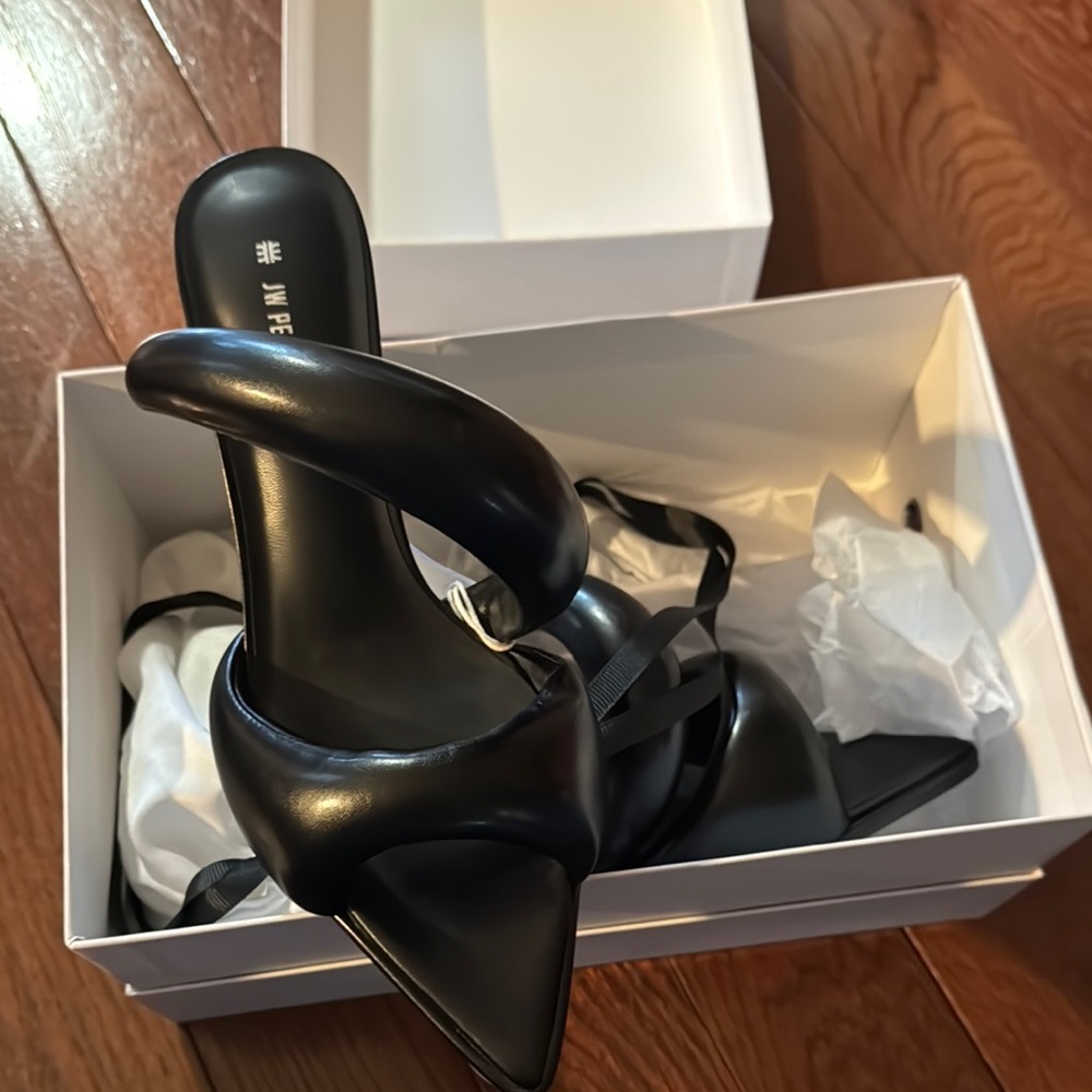 JW PEI Black Classic Heeled Mules